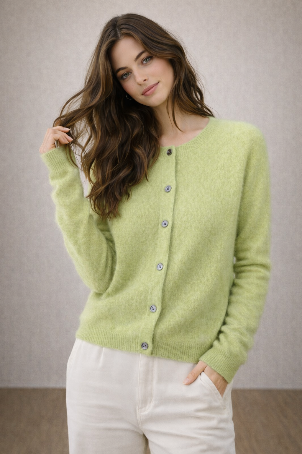 Pure wool Cardigan Round Neck Knit on Australia