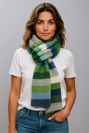 Rainbow Stripes Merino/Mohair Scarf Men And Women