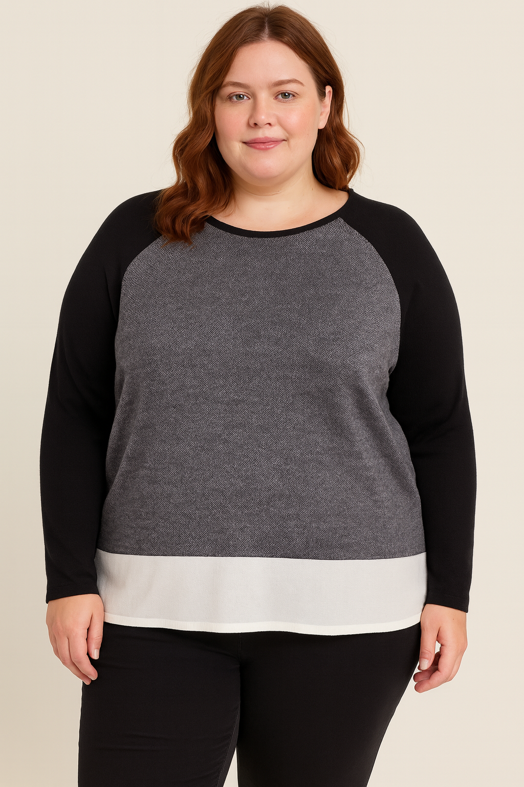 Fields Women Plus Size Crew neck Pullover With Zip back