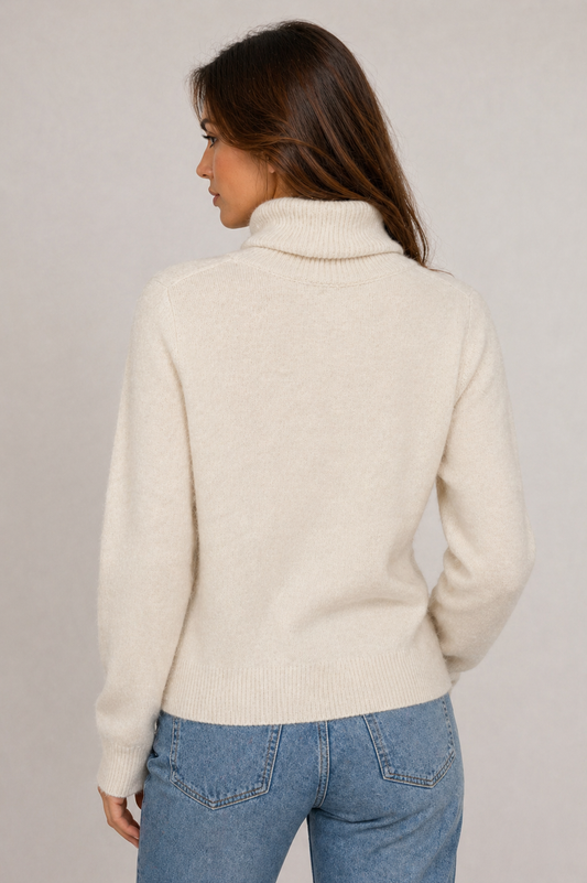 Pure Cashmere Cable Roll Neck Pullover