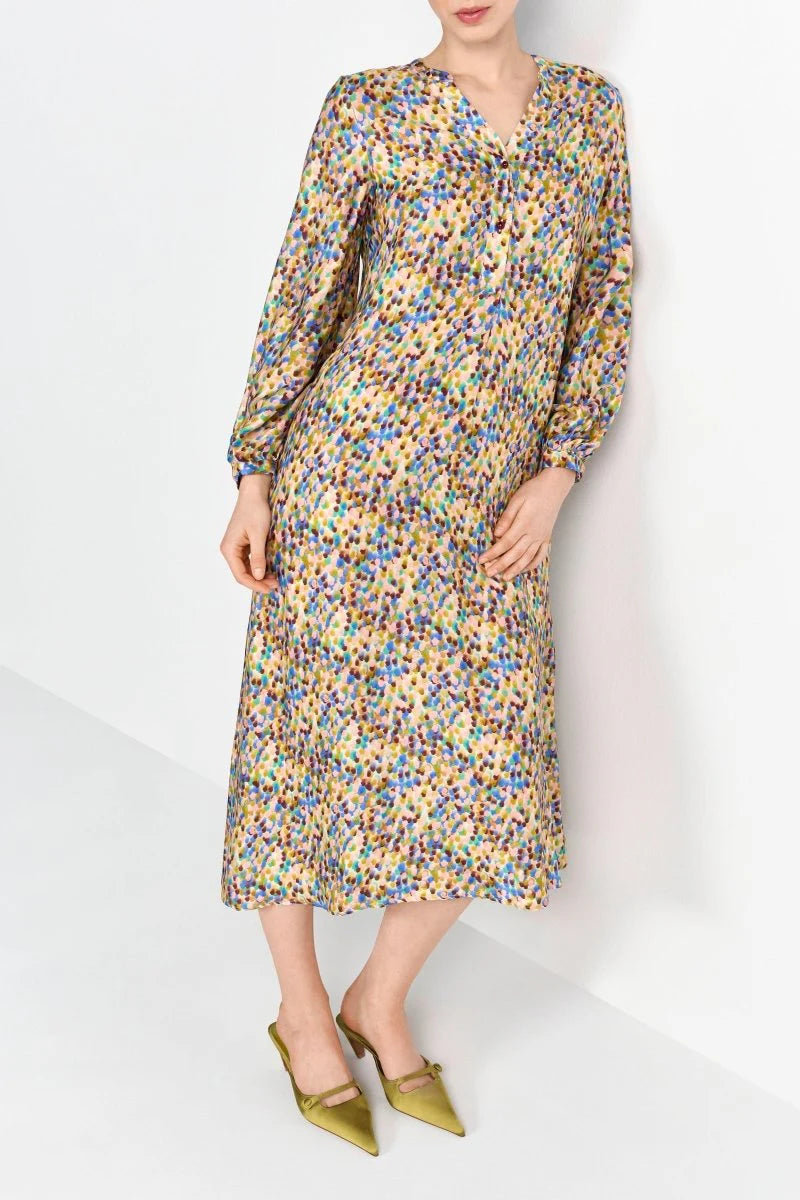 RICH & ROYAL BLOUSE DRESS WITH MULTICOLOR PRINT