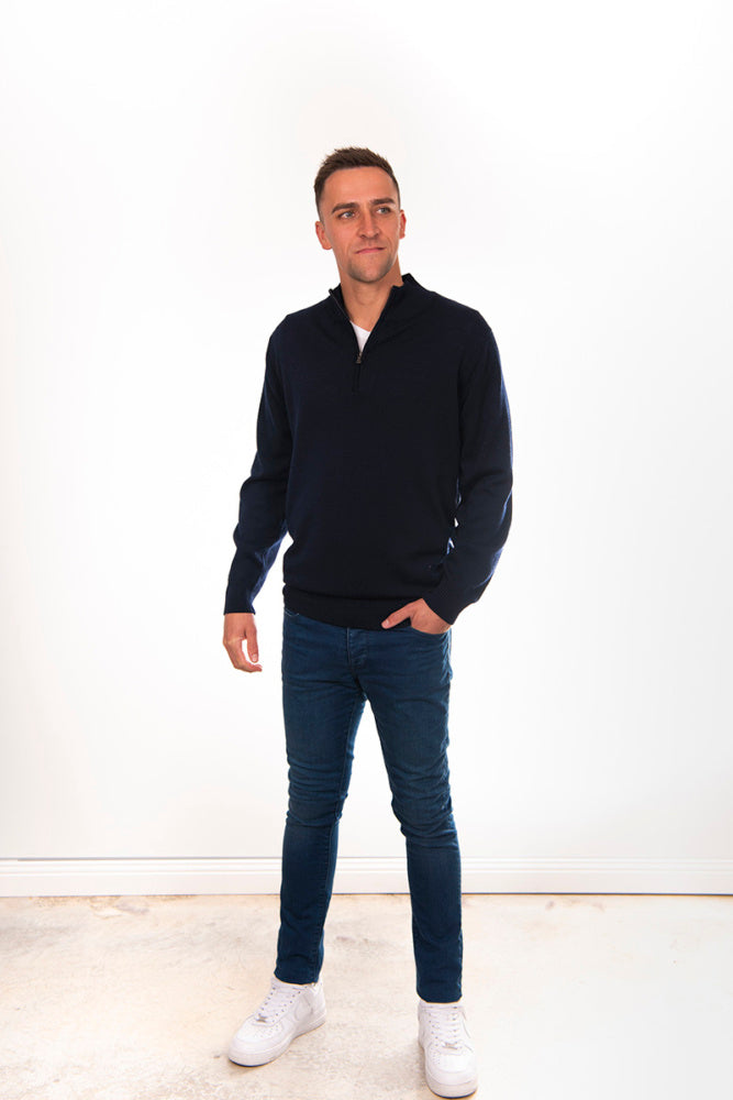 1/4 ZIP PULLOVER WITH RIB BASQUE