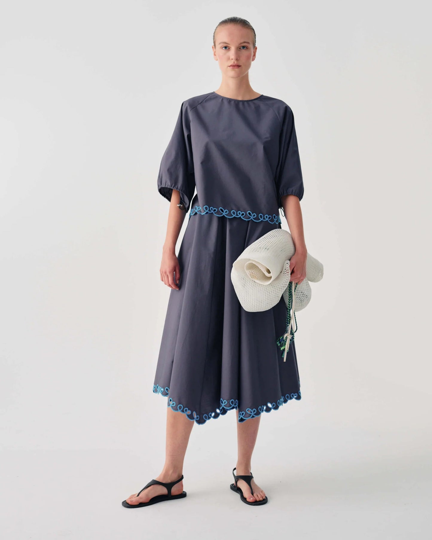 BEATRICE MADE IN ITALY LONG SKIRT WITH EMBROIDERED HEM