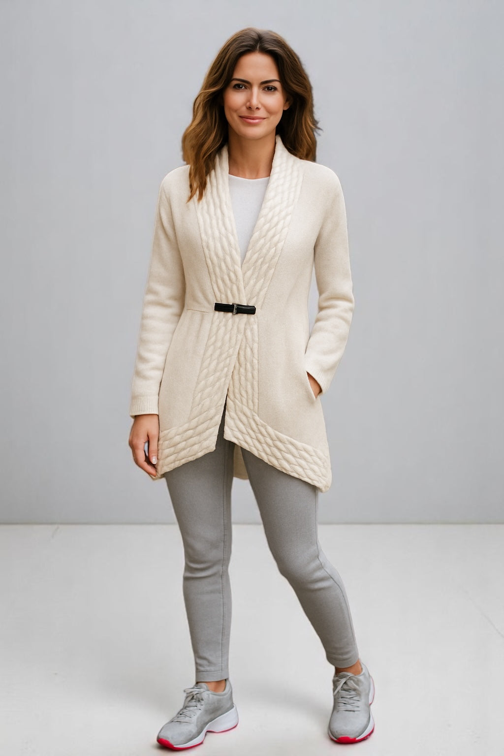 Sovrano White long cardigan wool blend only size S/M left