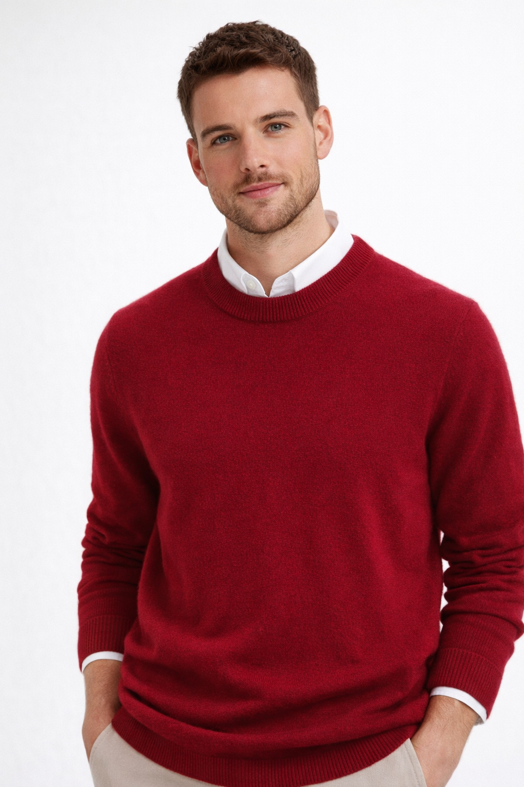 Men 100% Cashmere Crew Neck Pullover