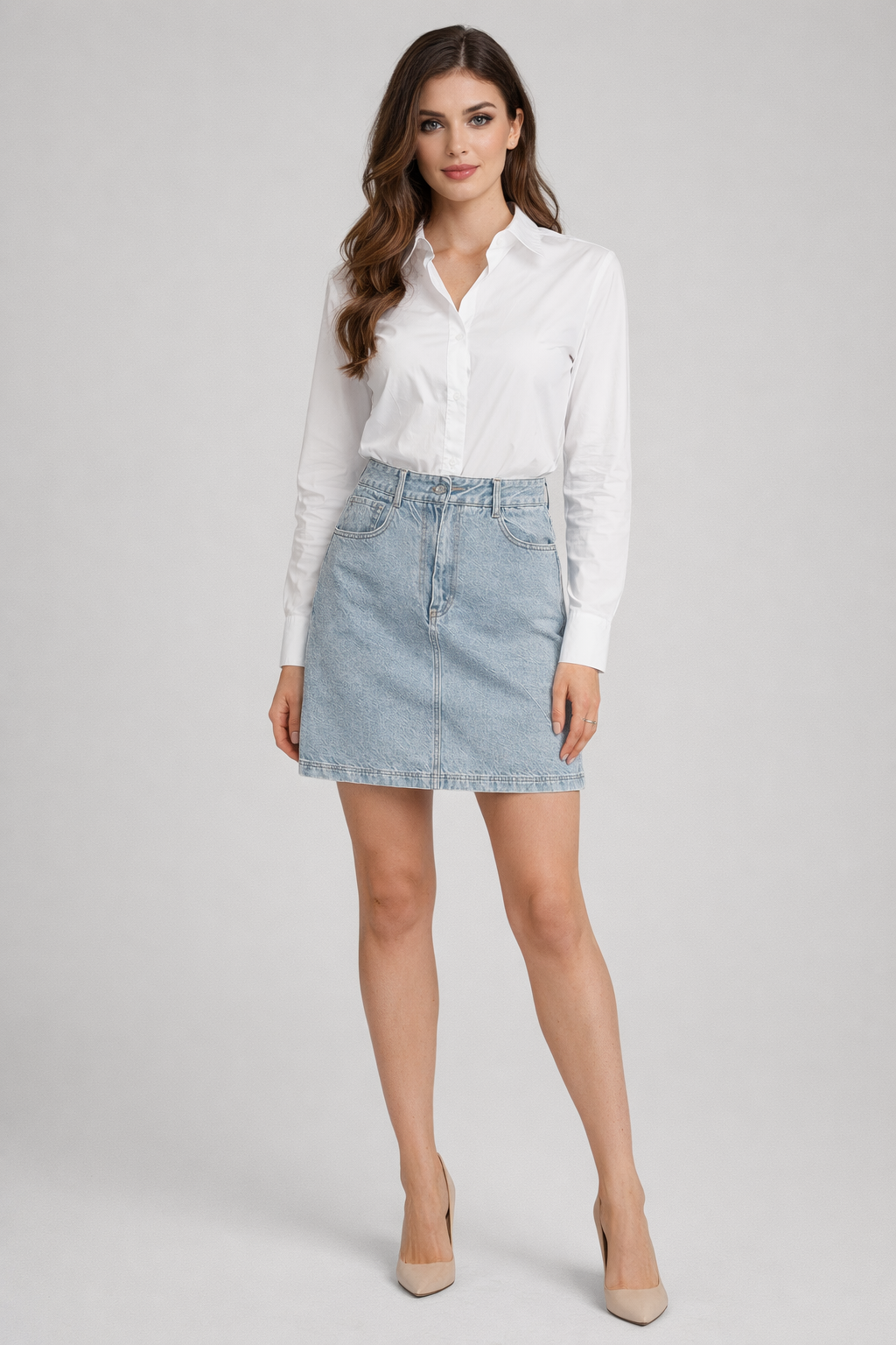 IVY Angie Denim Skirt Charcoal black