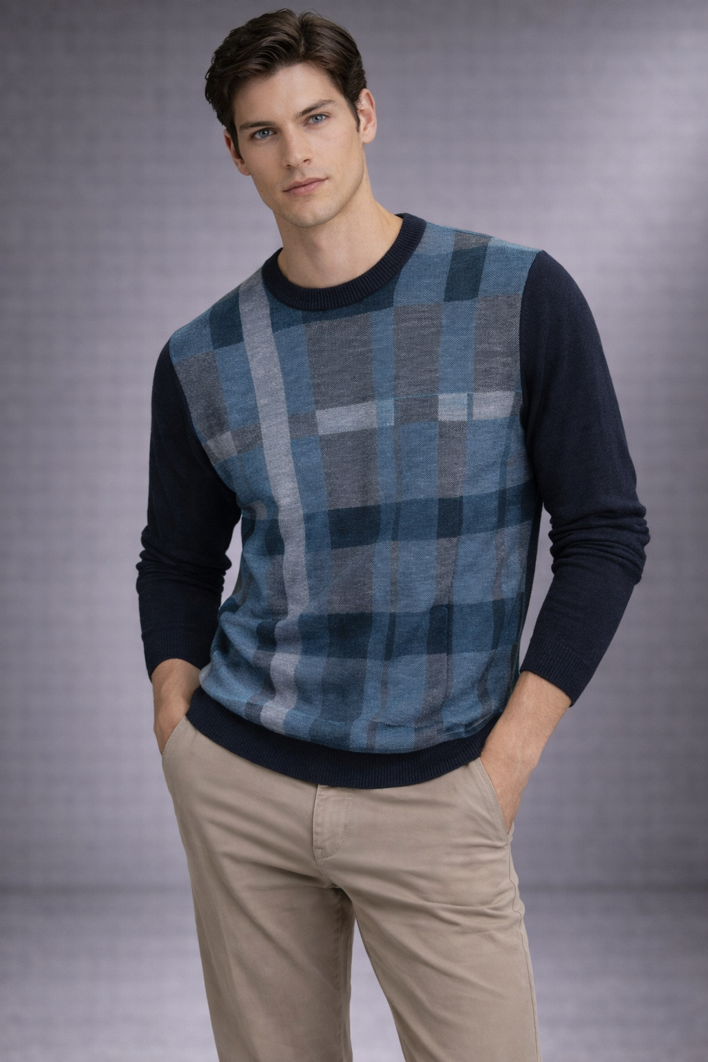 Fields Knitwear Pure Australian Merino Wool Crew Neck with Pattern