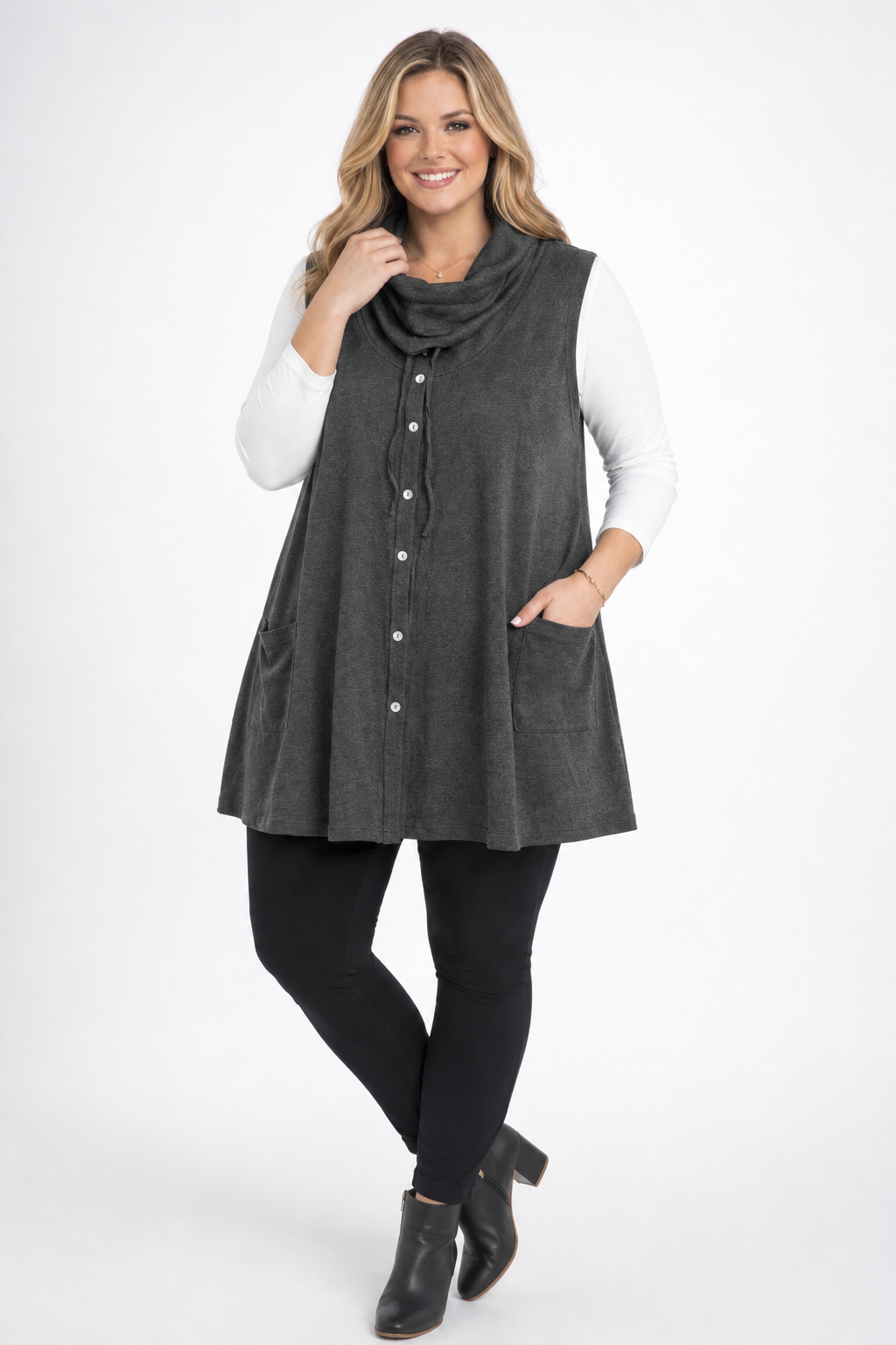 Cardigan Vest Roll Neck Fields