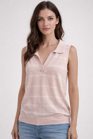 BELLA DAHL SLEEVELESS PLACKET PULLOVER