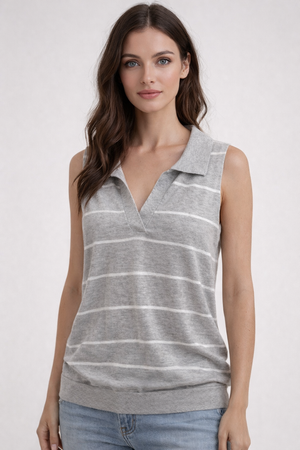 BELLA DAHL SLEEVELESS PLACKET PULLOVER