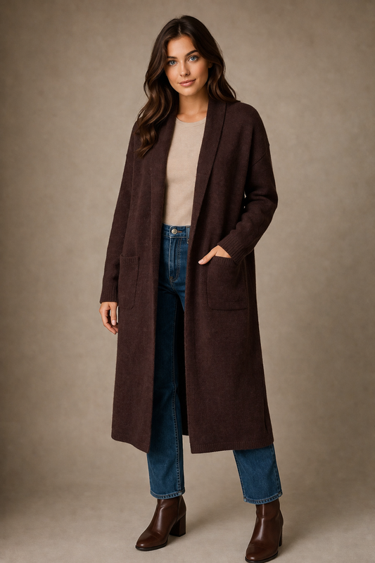 PURE CASHMERE OVERSIZED LONGLINE SWING COAT WITH POCKETS