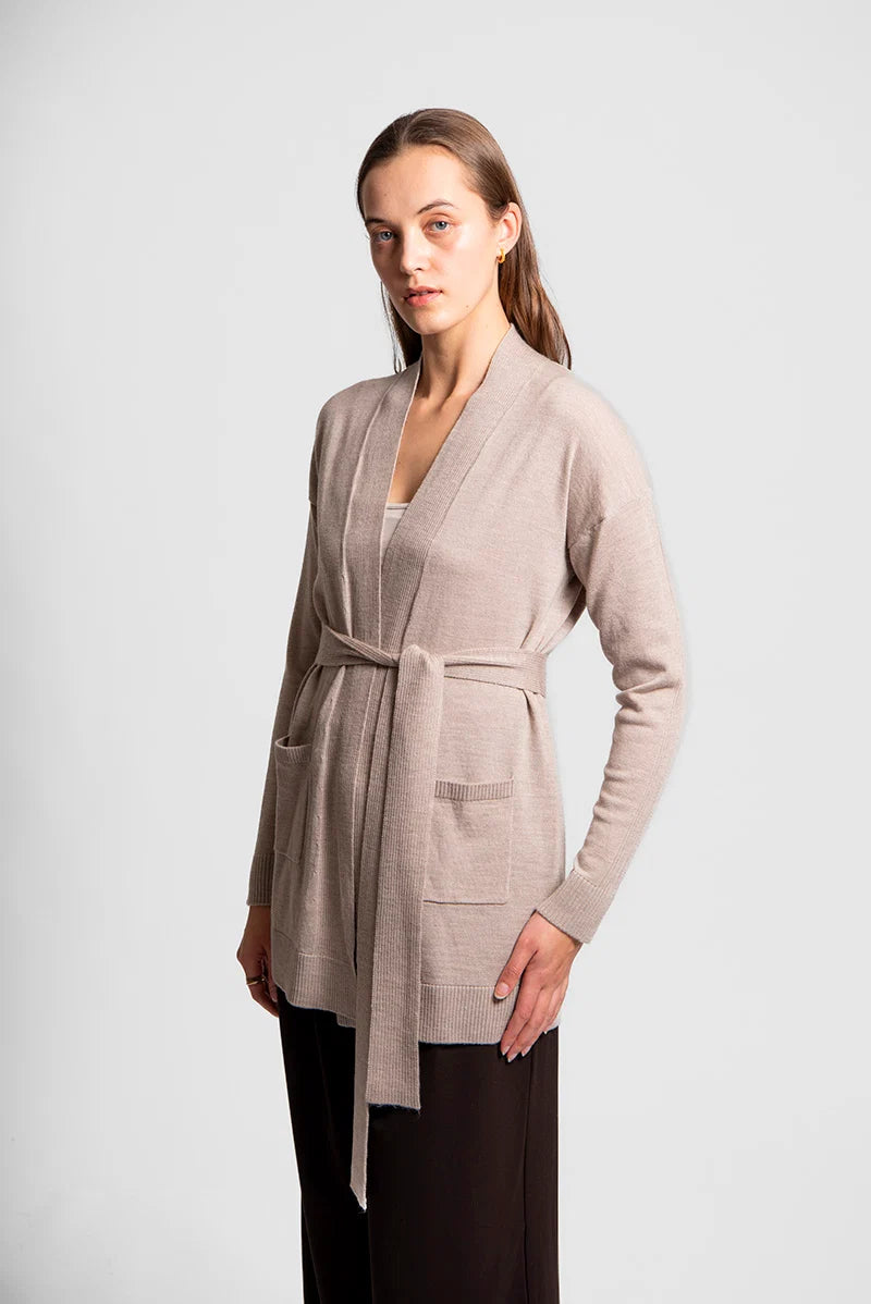 Fields - Longline Cardigan with Back Yoke and Belt