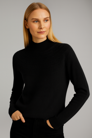 Pure Wool Mock Neck Half Pattern Knit on Australia