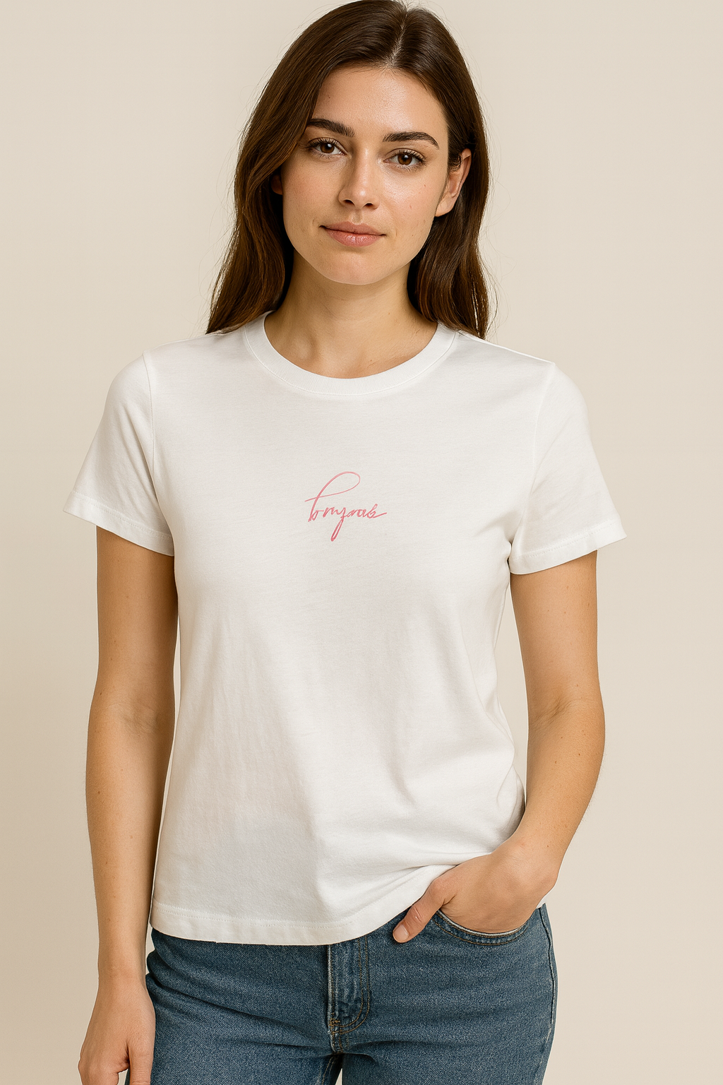 Rich & Royal Organic Cotton T-Shirt in White Print