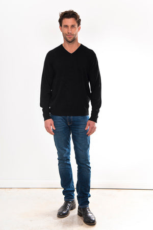 ANSETT Gold Slim Fitted Cashmere & Wool V-Neck Pullover