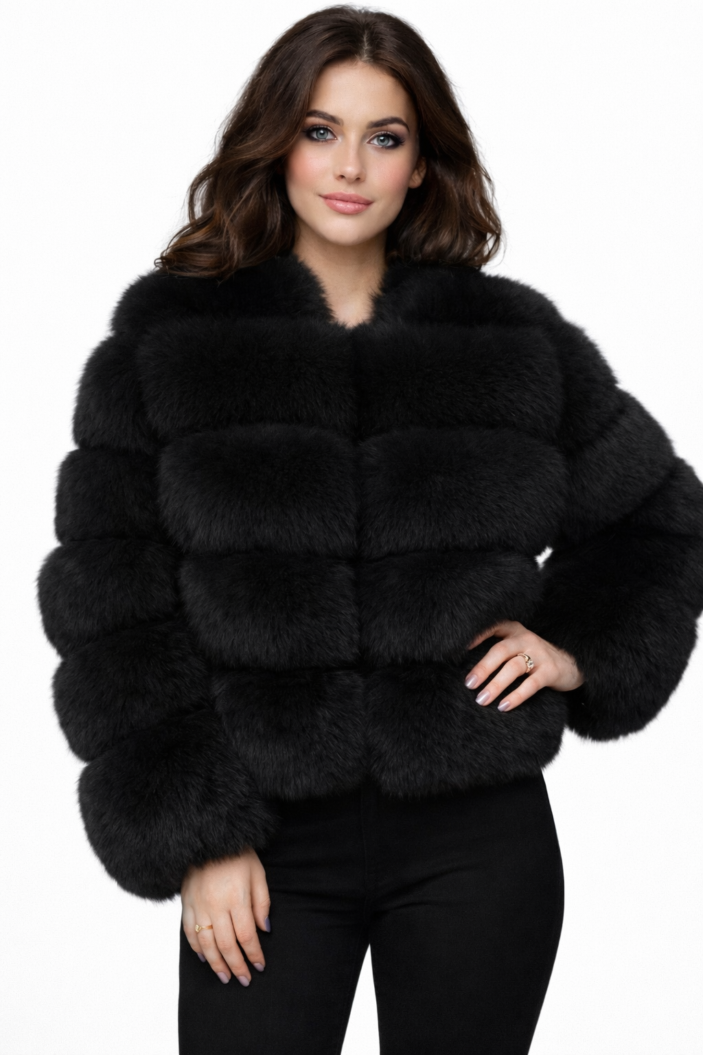 Real Fox fur luxury women coat