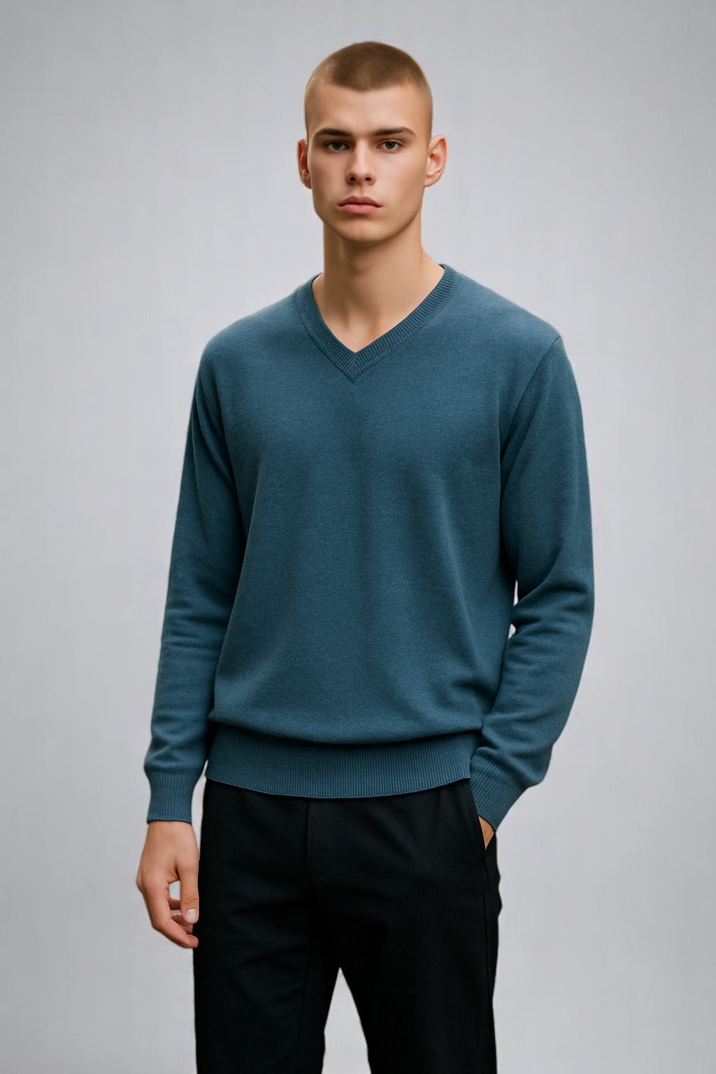 ANSETT knitwear V-Neck Jumper Fine Gage