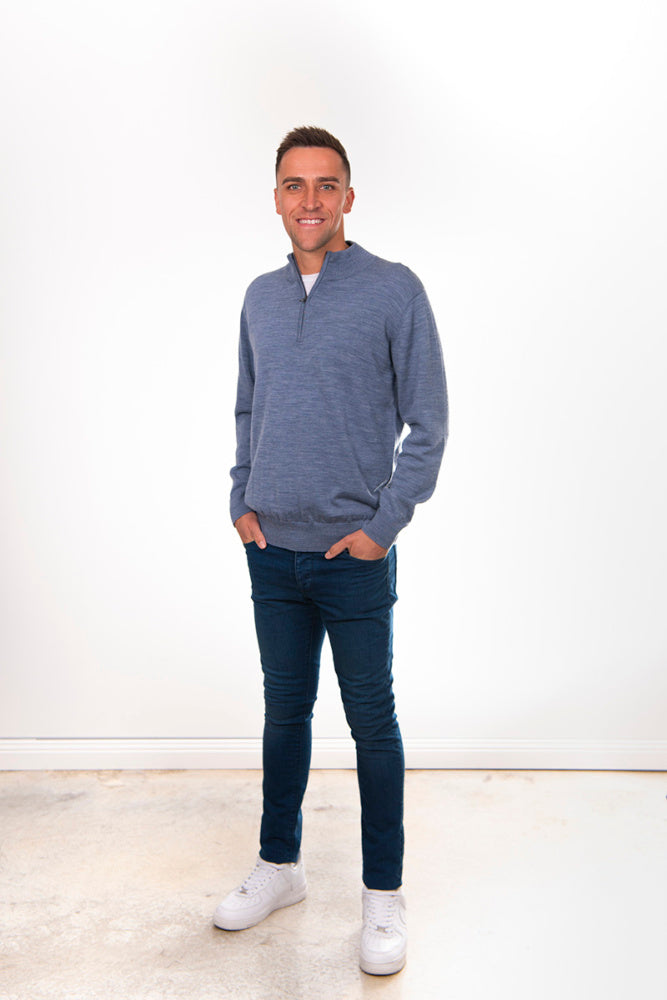 1/4 ZIP PULLOVER WITH RIB BASQUE