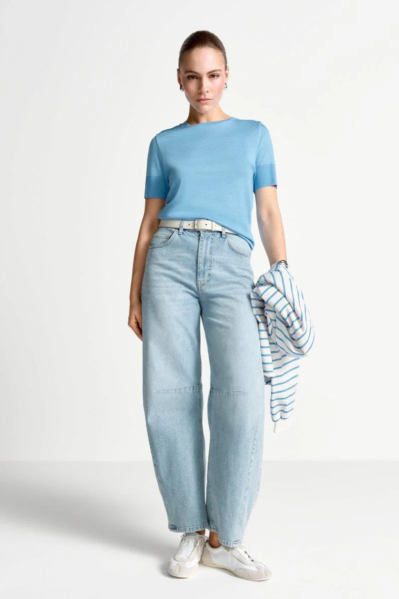 RICH & ROYAL T-SHIRT WITH RIBBED CUFFS