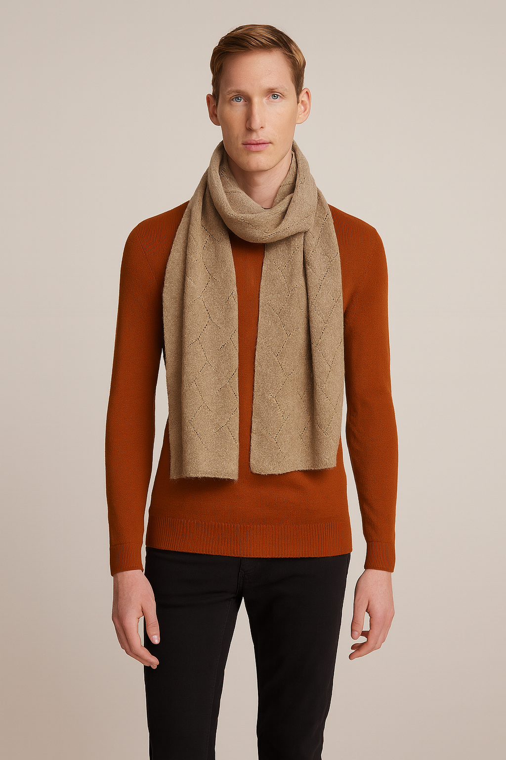 Unisex Luxury Soft Ribbed Pure Cashmere Scarf