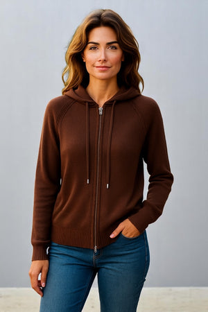 Pure cashmere two way Full zip hoodie No pockets