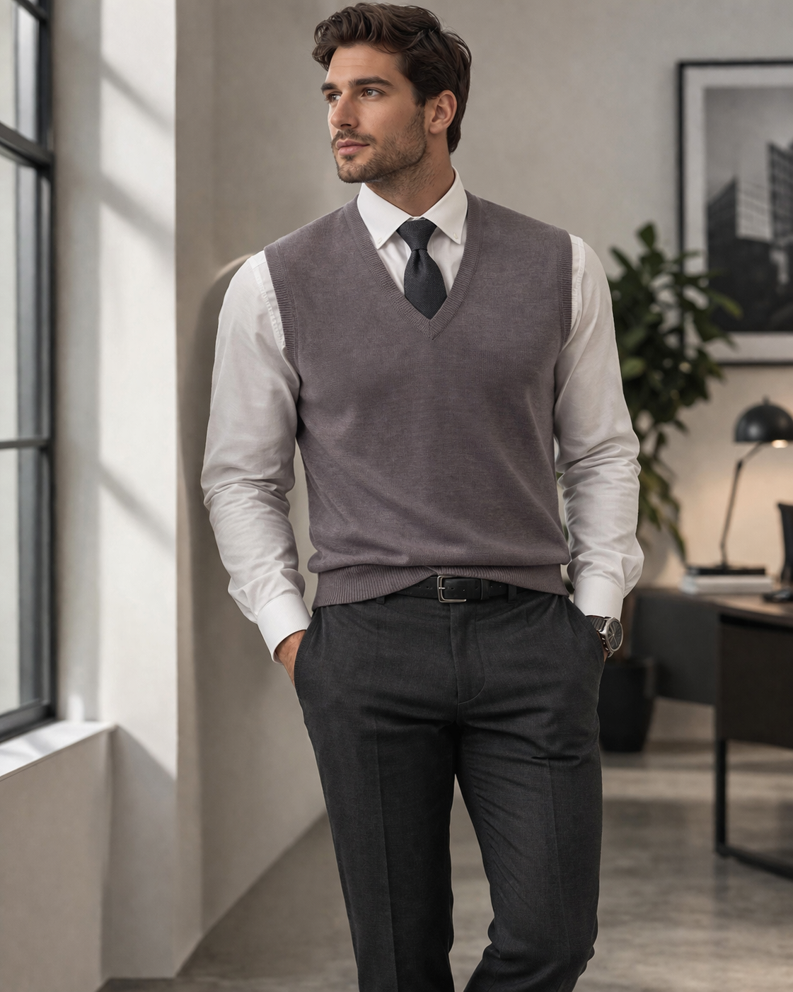 Pure Merino Wool Sleeveless Vest – Rib Basque Design