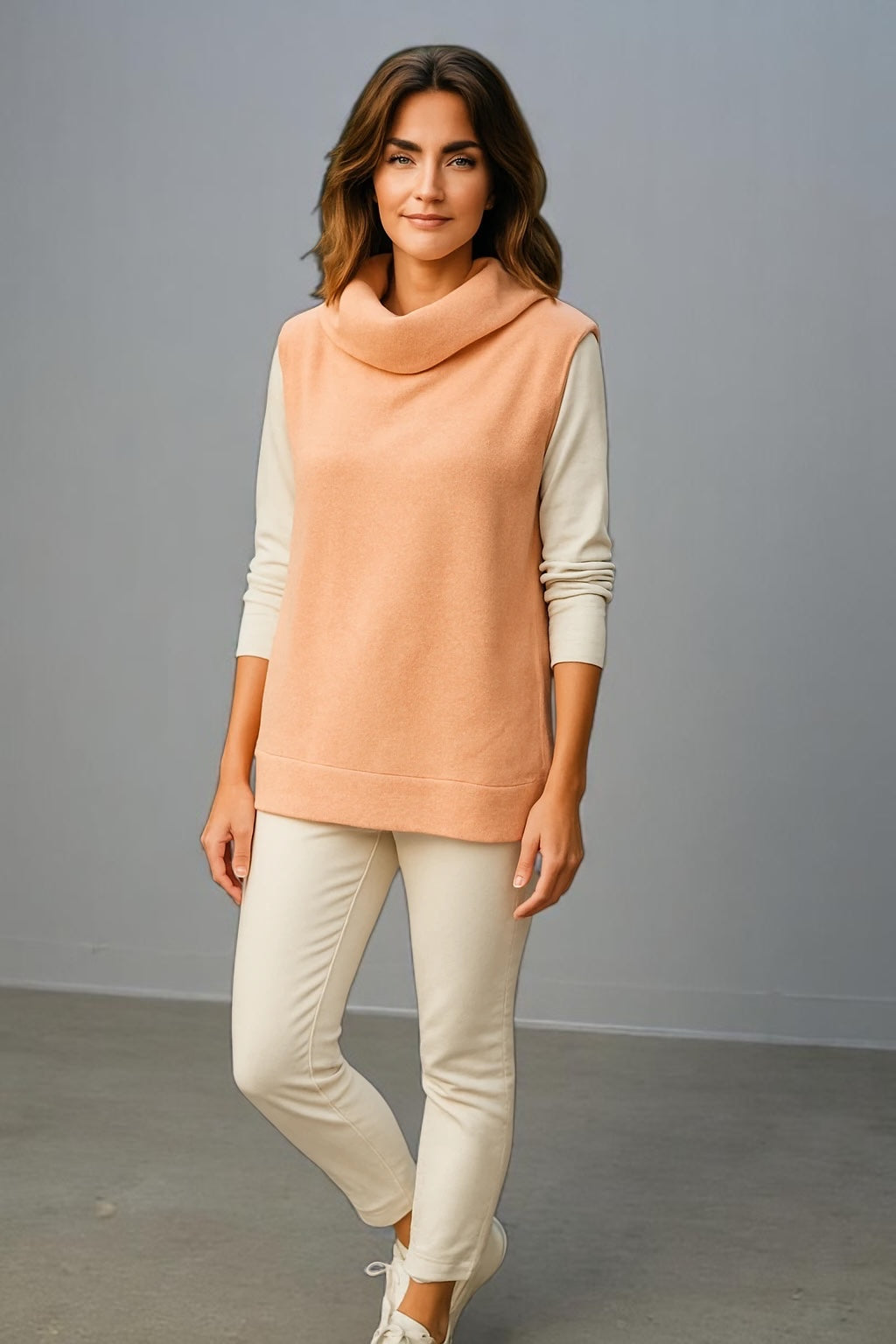 Sovrano cashmere Marino cowl Neck peach vest only pink S left