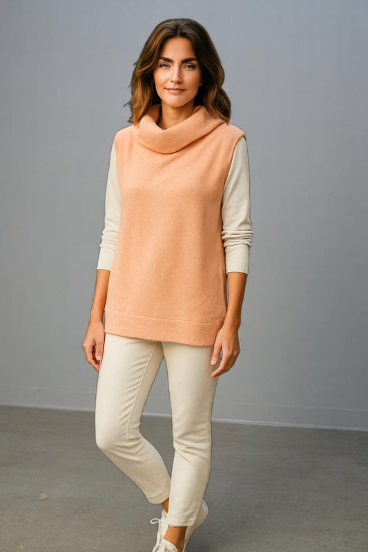 Sovrano cashmere Marino cowl Neck peach vest only pink S left