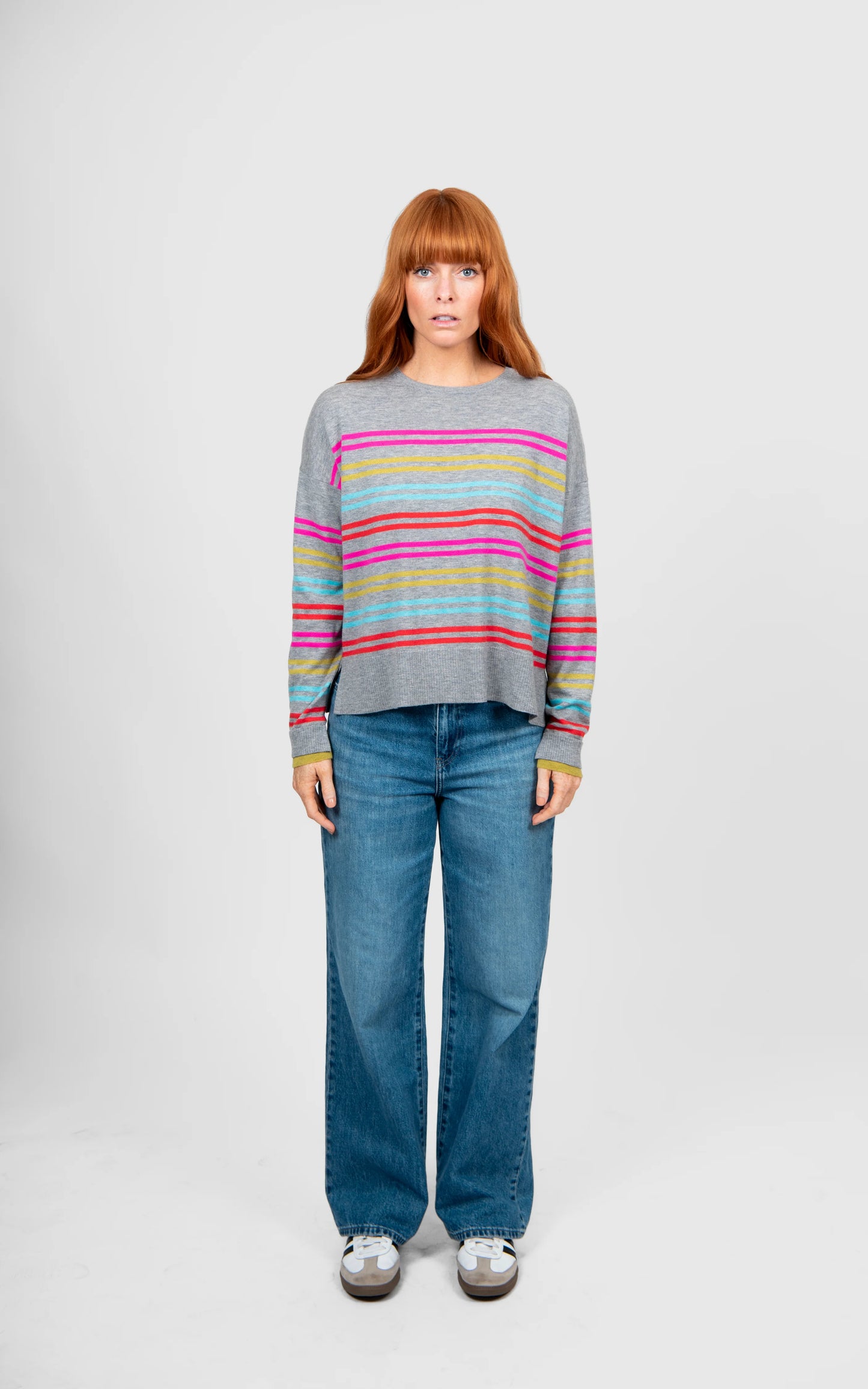 Multi Stripe Pullover with Fashion Sleeves Bridge & Lord Cashmere / Merino