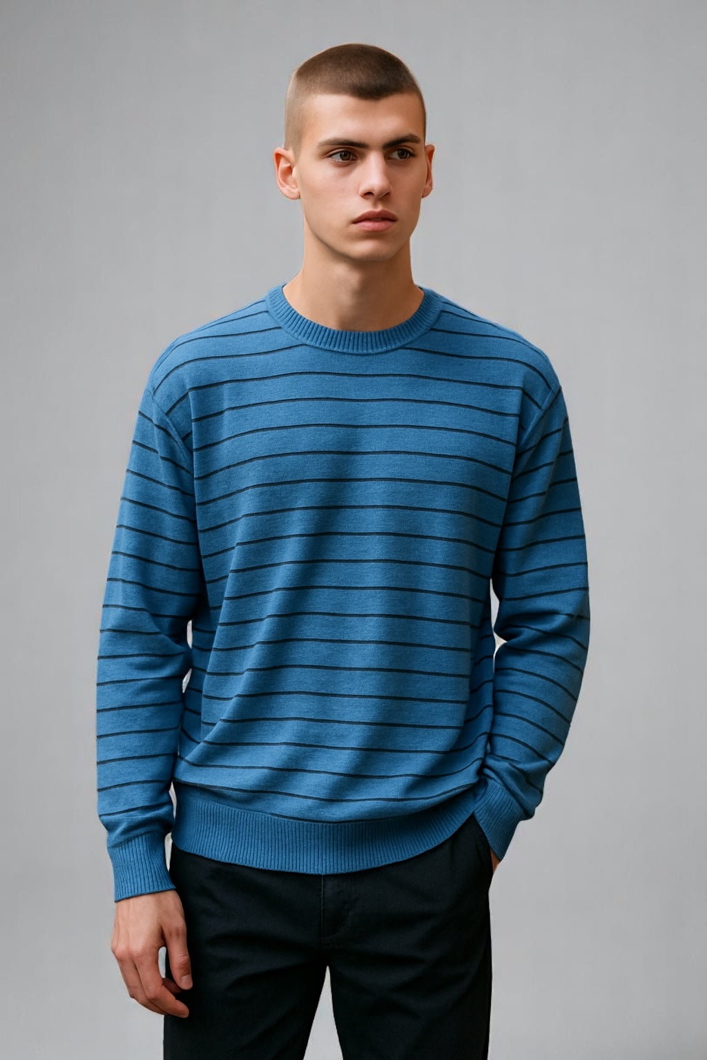Fields Pure merino Crew neck with lines