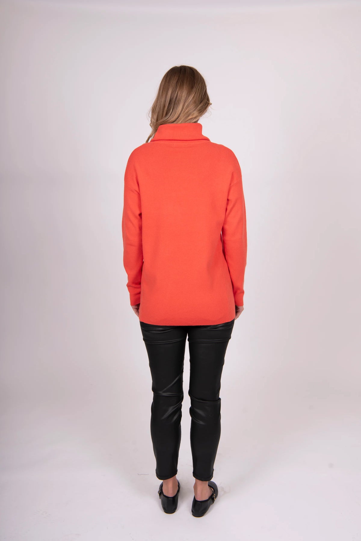 Bella - Roll Neck Pullover Curved Hem & side Panel
