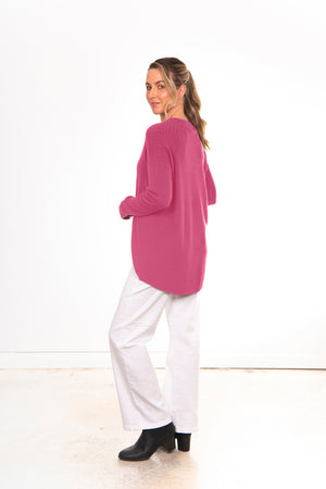 HIGH NECK PULLOVER WITH TEXTURED BACK