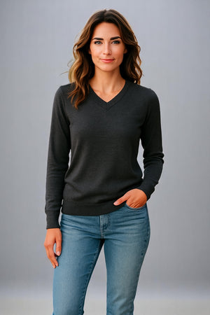 Sovrano Ladies Pure wool deep Vee neck pullover