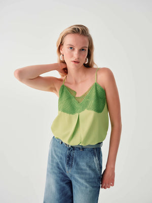 Beatrice Singlet – Embroidered Lace Camisole Made in Italy