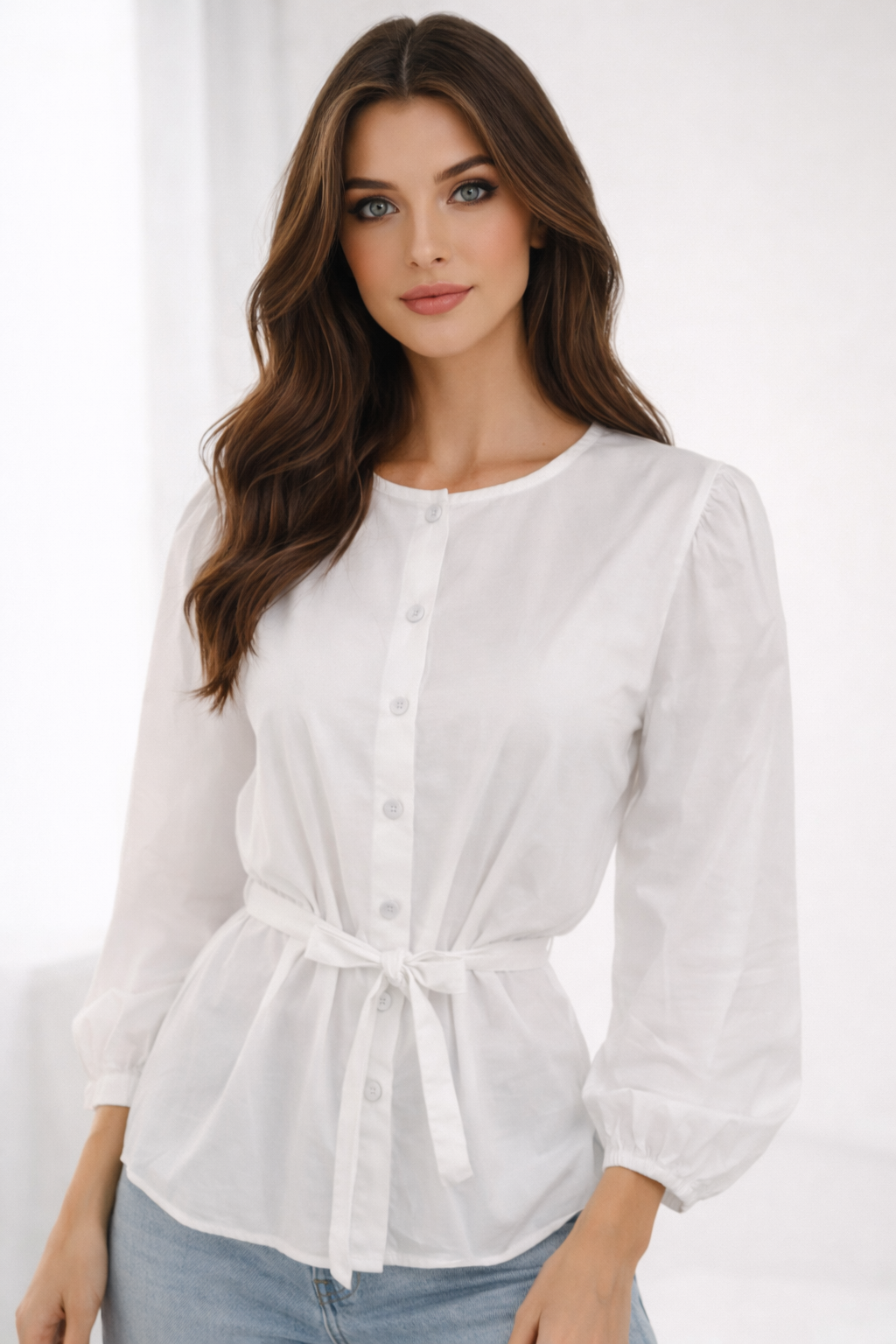 RICH & ROYAL BLOUSE WITH BELT MADE IN PORTUGAL