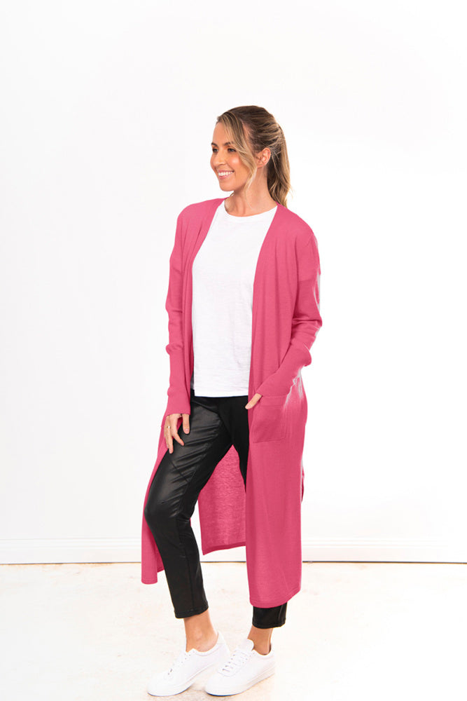 LONGLINE CARDIGAN WITH HIGH SIDE SPLITS