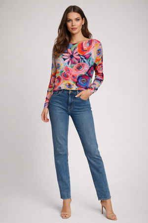 RICH & ROYAL PRINTED CRINKLE BLOUSE