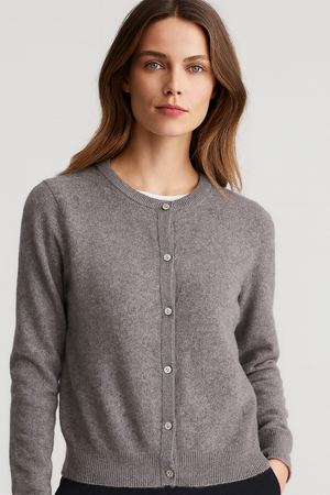 PURE CASHMERE CREW CARDIGAN