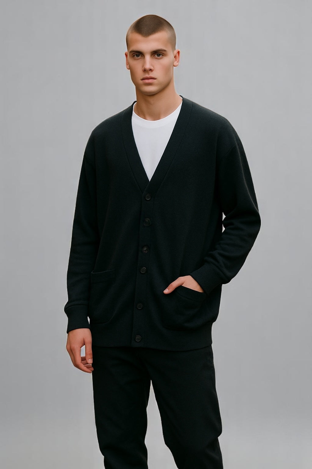 CARDIGAN W POCKETS RIB BASQUE