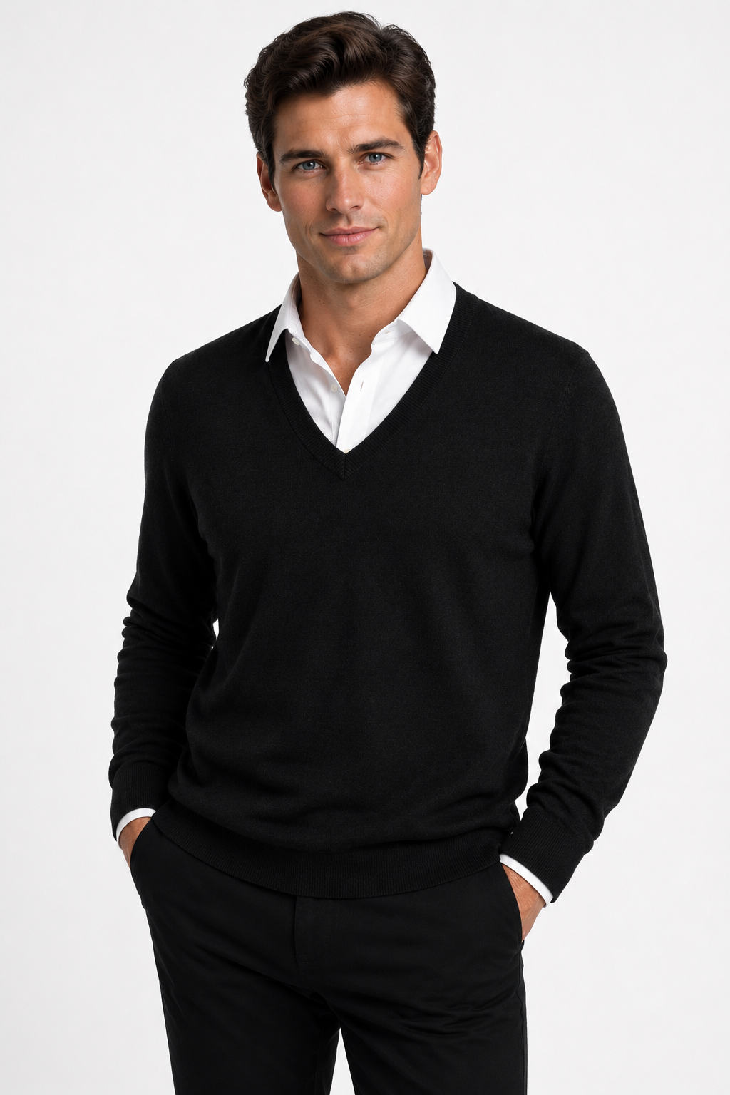 Sovrano Pure wool deep Vee neck pullover Small Cut