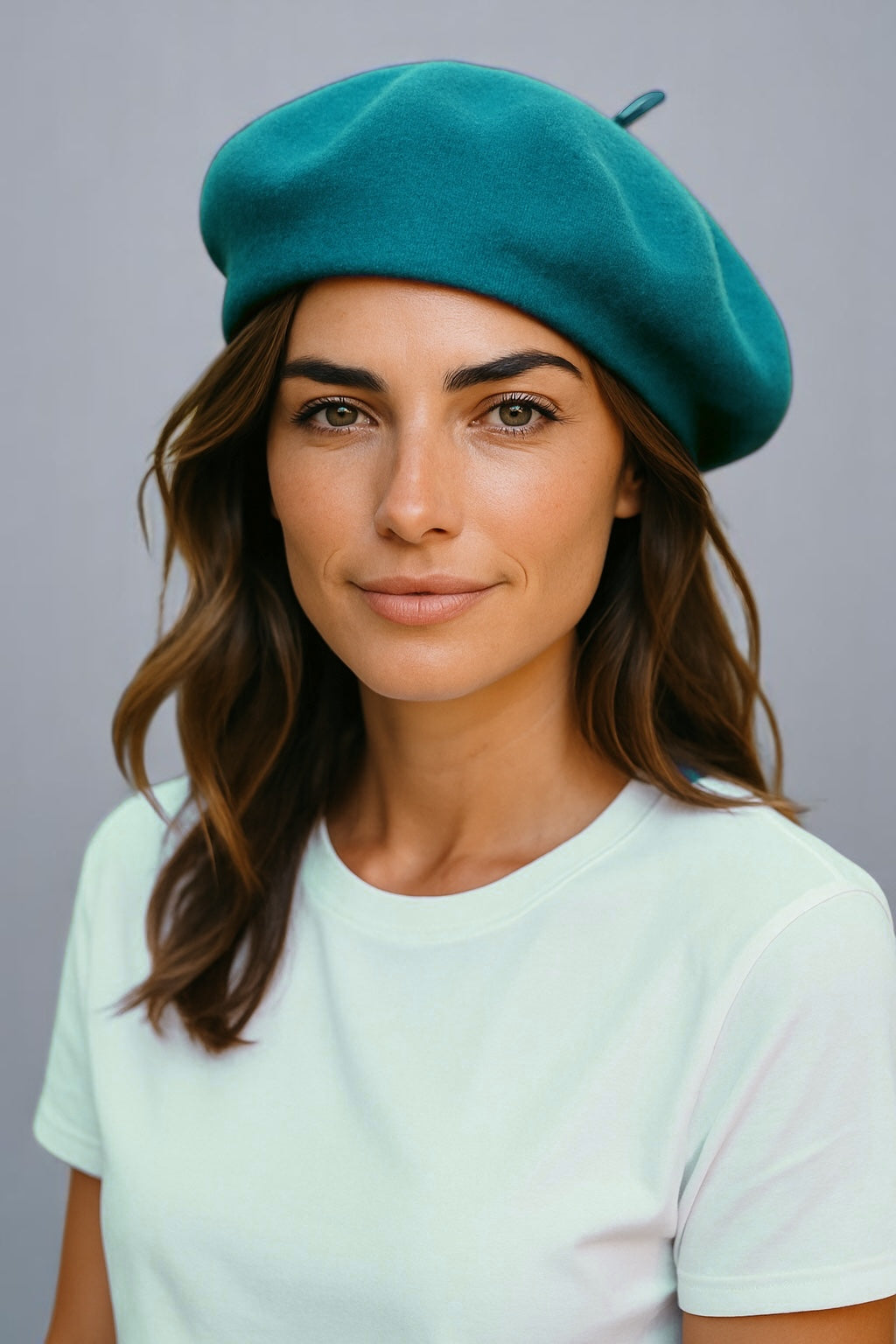 EXTRA FINE PURE WOOL BERET HAT WITH PEARLS