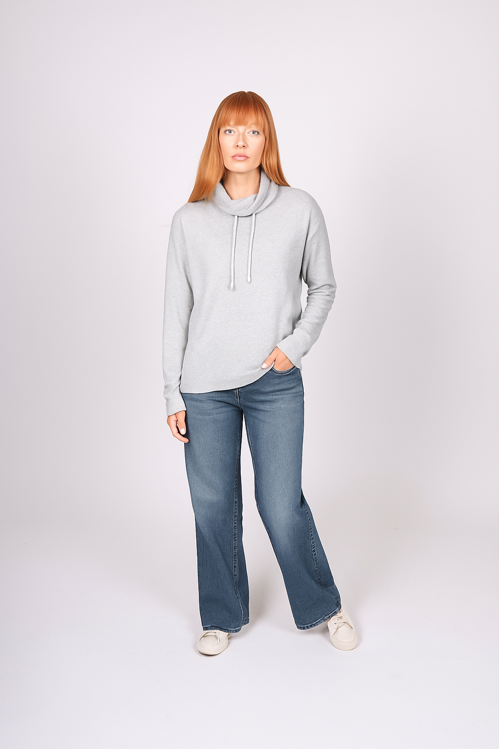 DRAWSTRING COLLAR RAGLAN PULLOVER