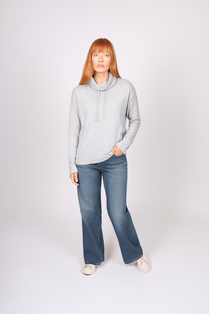 DRAWSTRING COLLAR RAGLAN PULLOVER