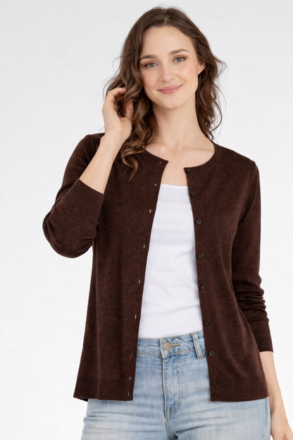 KATE BUTTON TO NECK CARDIGAN