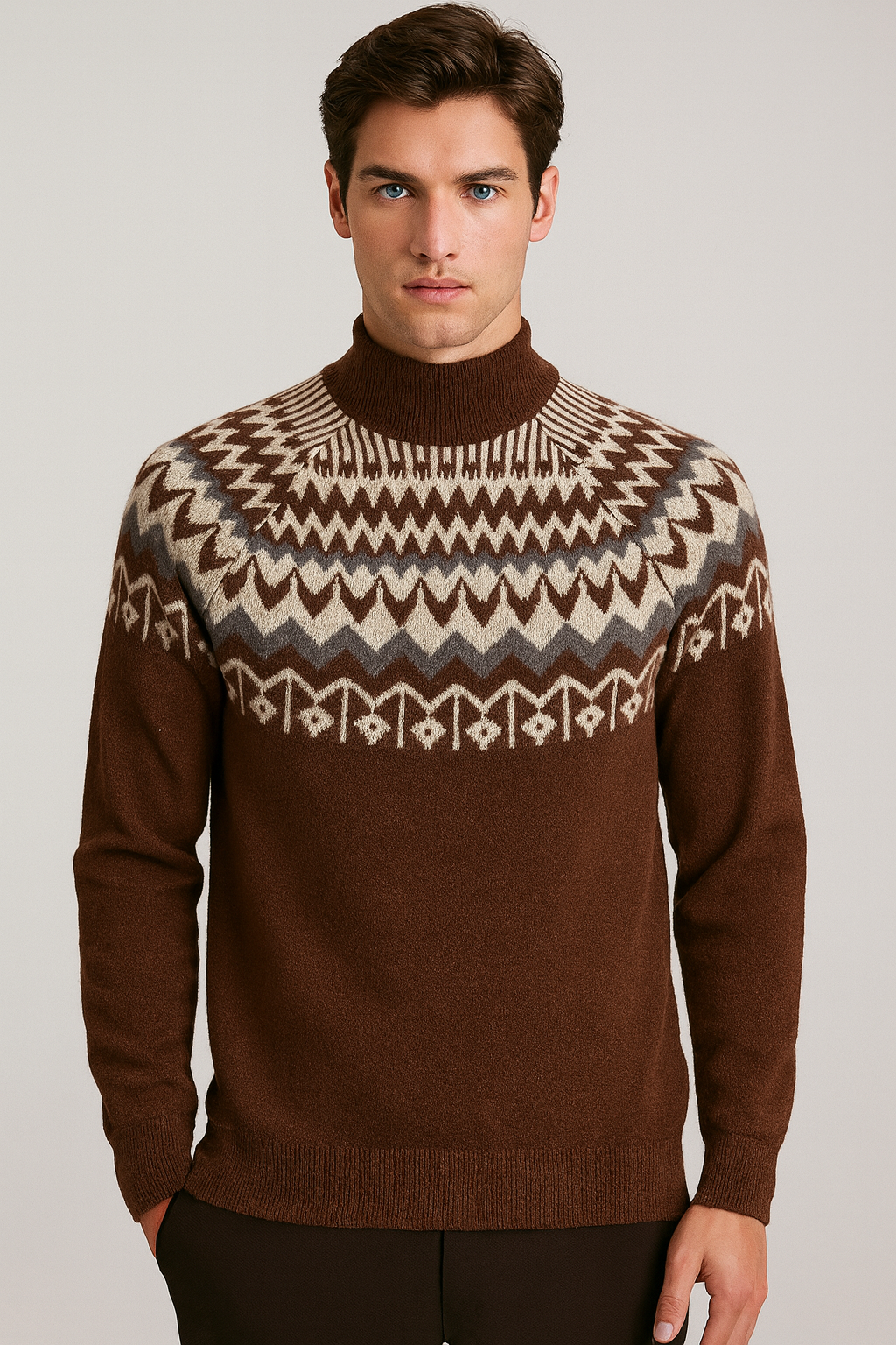 Pure Wool Mock Neck Pattern