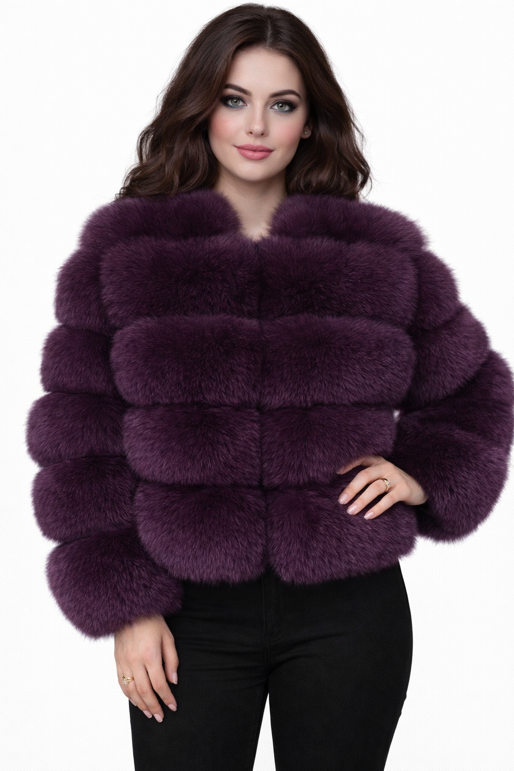 Real Fox fur luxury women coat