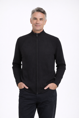 MTF MEN LONG SLEEVE WITH 2 WAY ZIP POINTELLE CARDIGAN