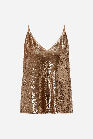 RICH & ROYAL SEQUIN TOP WITH SPAGHETTI STRAPS