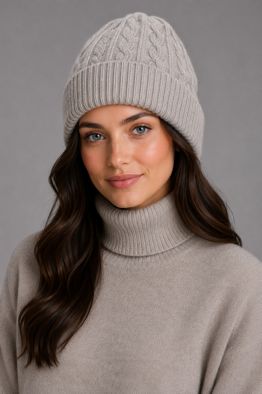 Unisex Pure Wool Beanie – Cabled