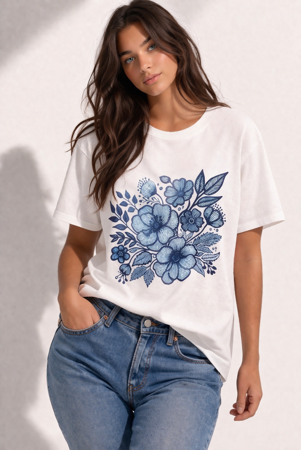 Rich & Royal Organic Cotton T-Shirt in White with Print